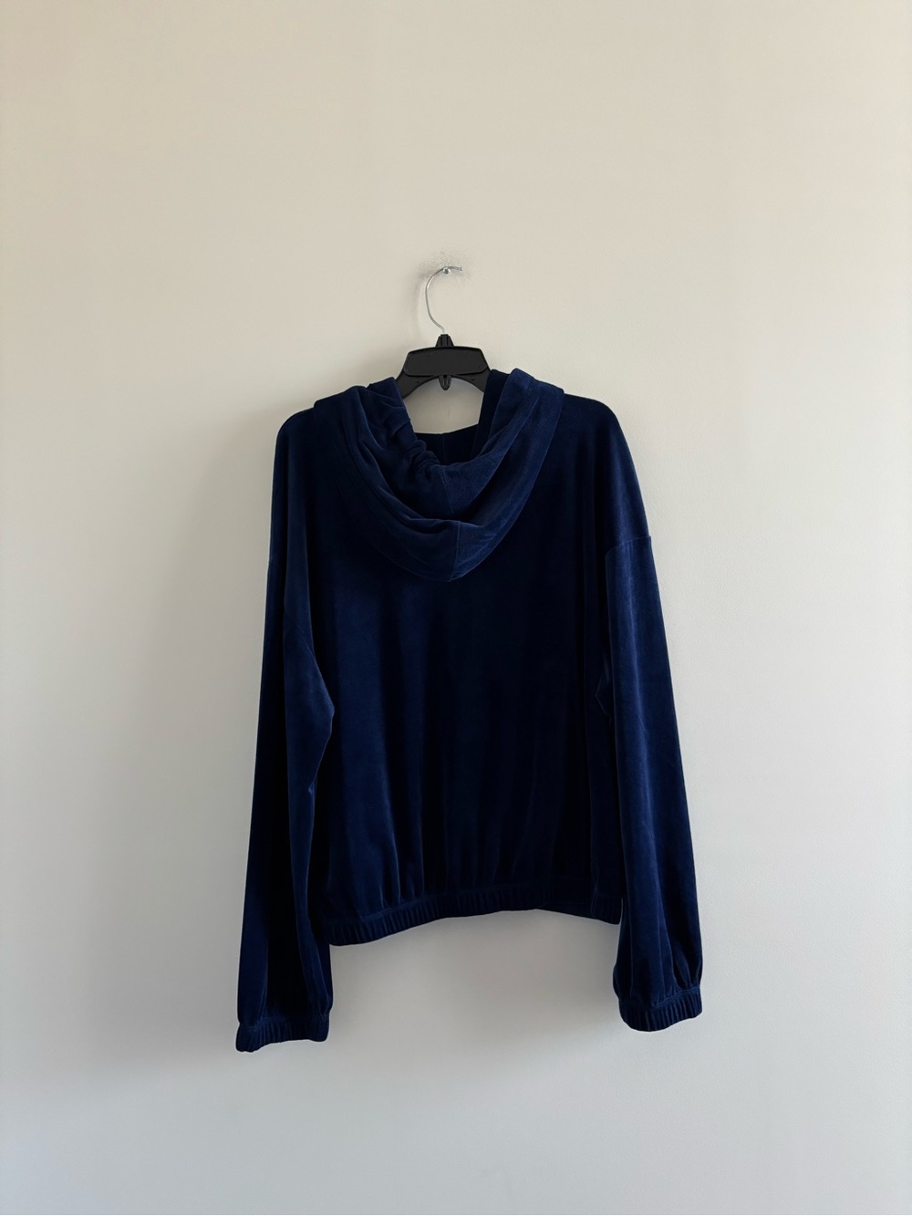 Daily Practice Anthropologie Velour Hoodie Navy Blue Womens XL Athletic Casual - Picture 2 of 10